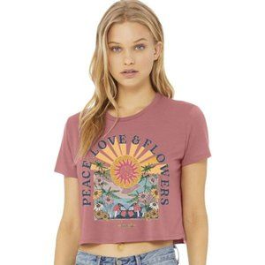 Peace, Love & Flowers Taupe Crop Top